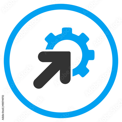 Integration vector icon. Style is bicolor flat circled symbol, blue and gray colors, rounded angles, white background.