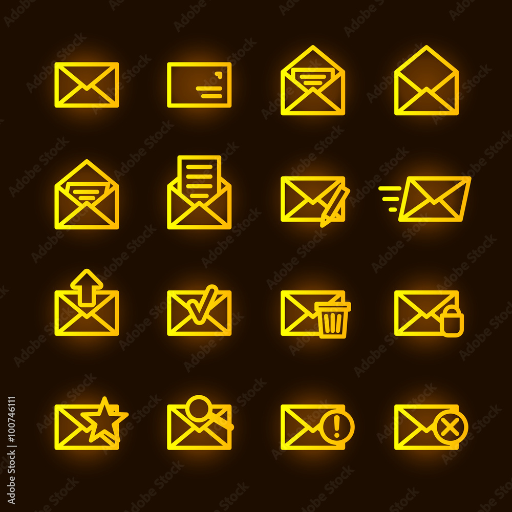 Mail golden icon set Mail golden icon set