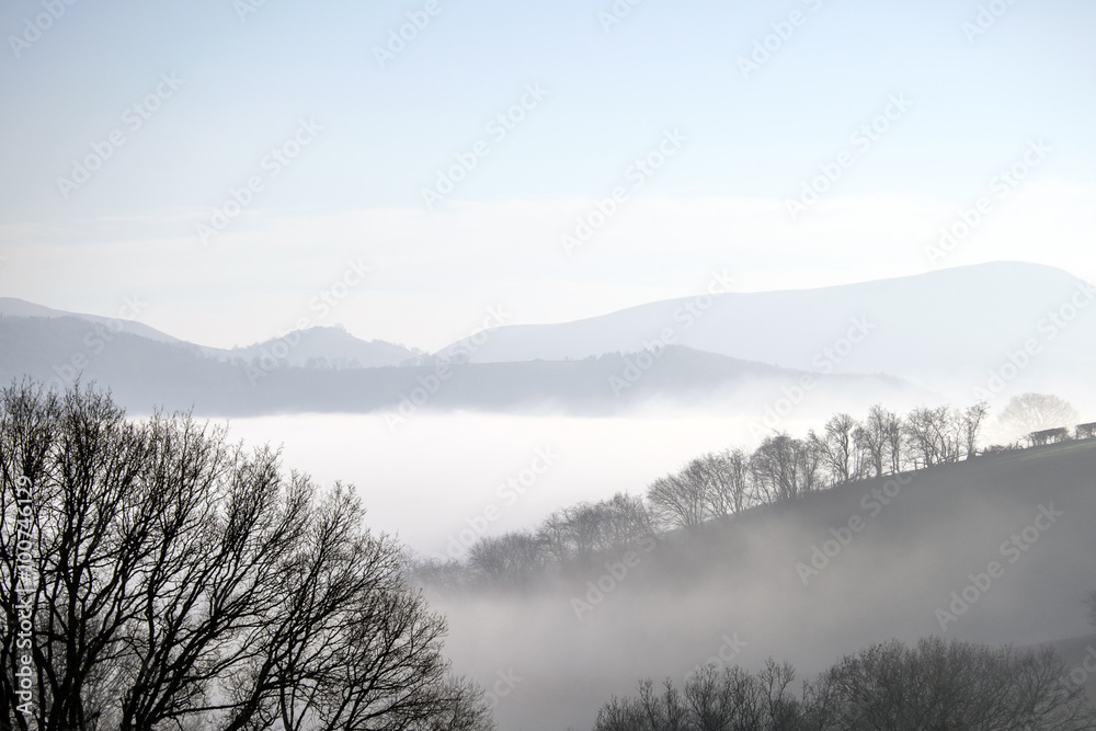 Fototapeta premium landscaps minimal fog and mountains