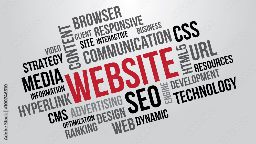 WEBSITE word cloud, business concept. Tag cloud, advertising and promotion concept. Vector graphics illustration.