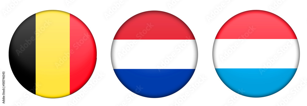 Fototapeta premium Collection of Benelux Badge Flag