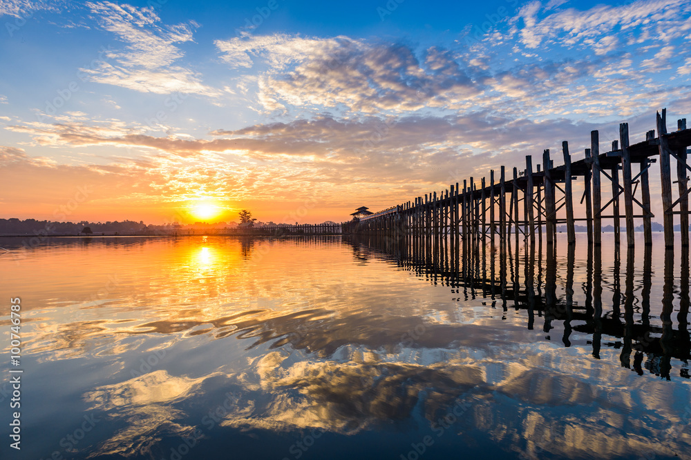 U-Bein Bridge in Mandalay, Myanmar. U-Bein Bridge in Mandalay, Myanmar.