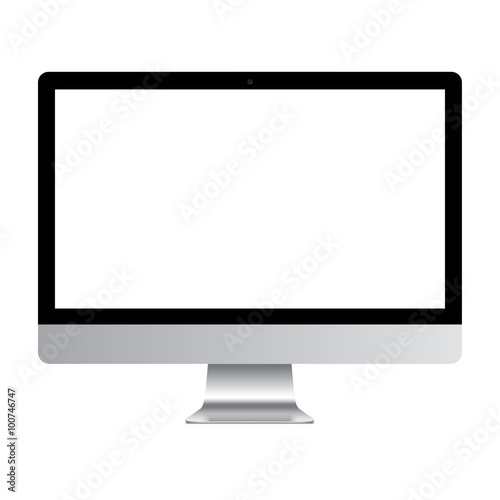 Computer monitor mock up, PC with display isolated on white
