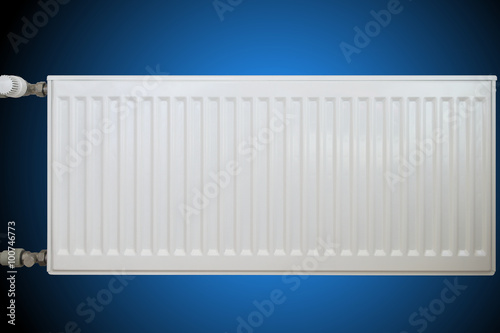 Wallpaper Mural White convective radiator on blue background. Torontodigital.ca