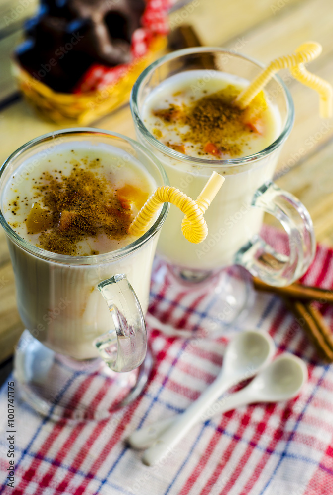 milkshake with cinnamon and fruit milkshake with cinnamon and fruit