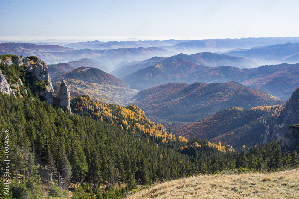 Fototapeta premium View over misty valley