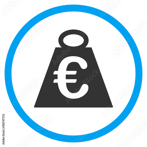Euro Weight Standard vector icon. Style is bicolor flat circled symbol, blue and gray colors, rounded angles, white background.
