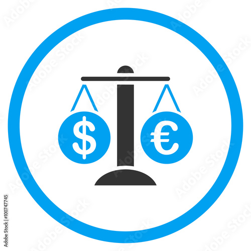 Forex Market vector icon. Style is bicolor flat circled symbol, blue and gray colors, rounded angles, white background.