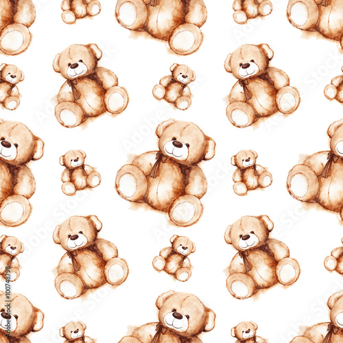 Cartoon lovely Teddy Bear toy Saint Valentine's day seamless pattern texture background
