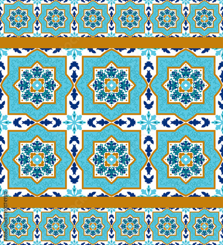 Portuguese azulejo. White and blue patterns.