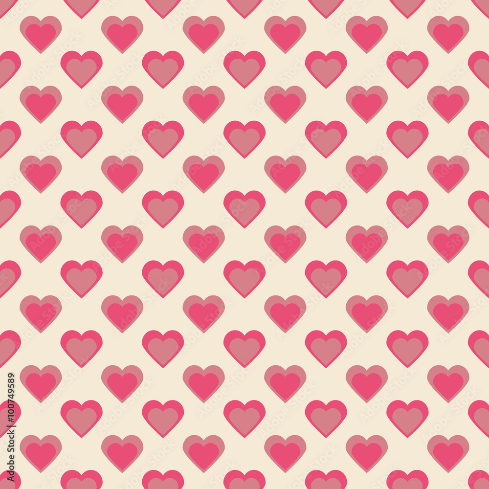Seamless hearts pattern retro texture, hearts background, valent