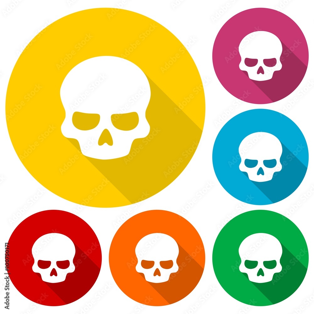 Skull icons set with long shadow