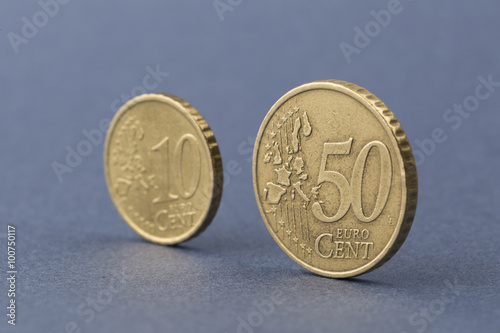 euro cent coins on blue