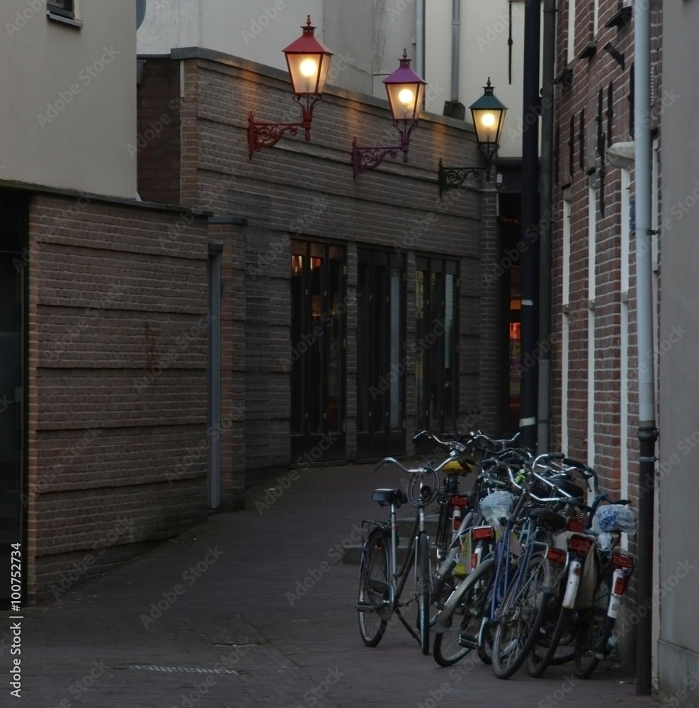 Evening in narrow street in the European 