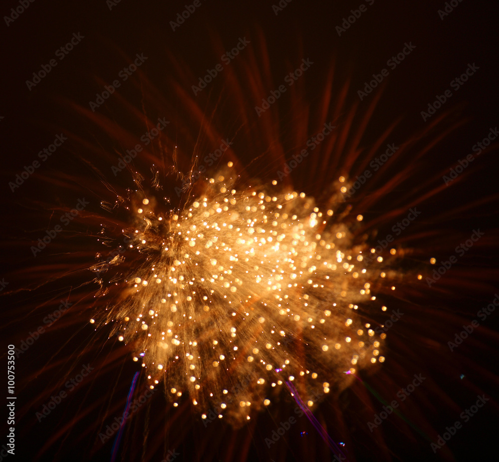 Obraz premium Fireworks Trails with a Blurred Zoom Lens Effect