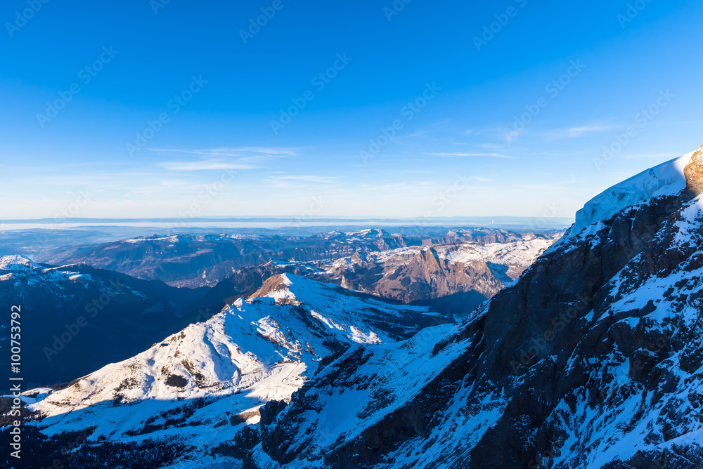 Panorama view of the Bernese Alps from Jungfraujoch