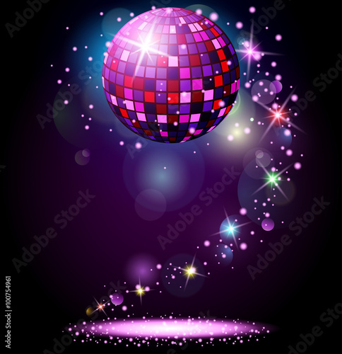 Sparkling disco ball. Night party