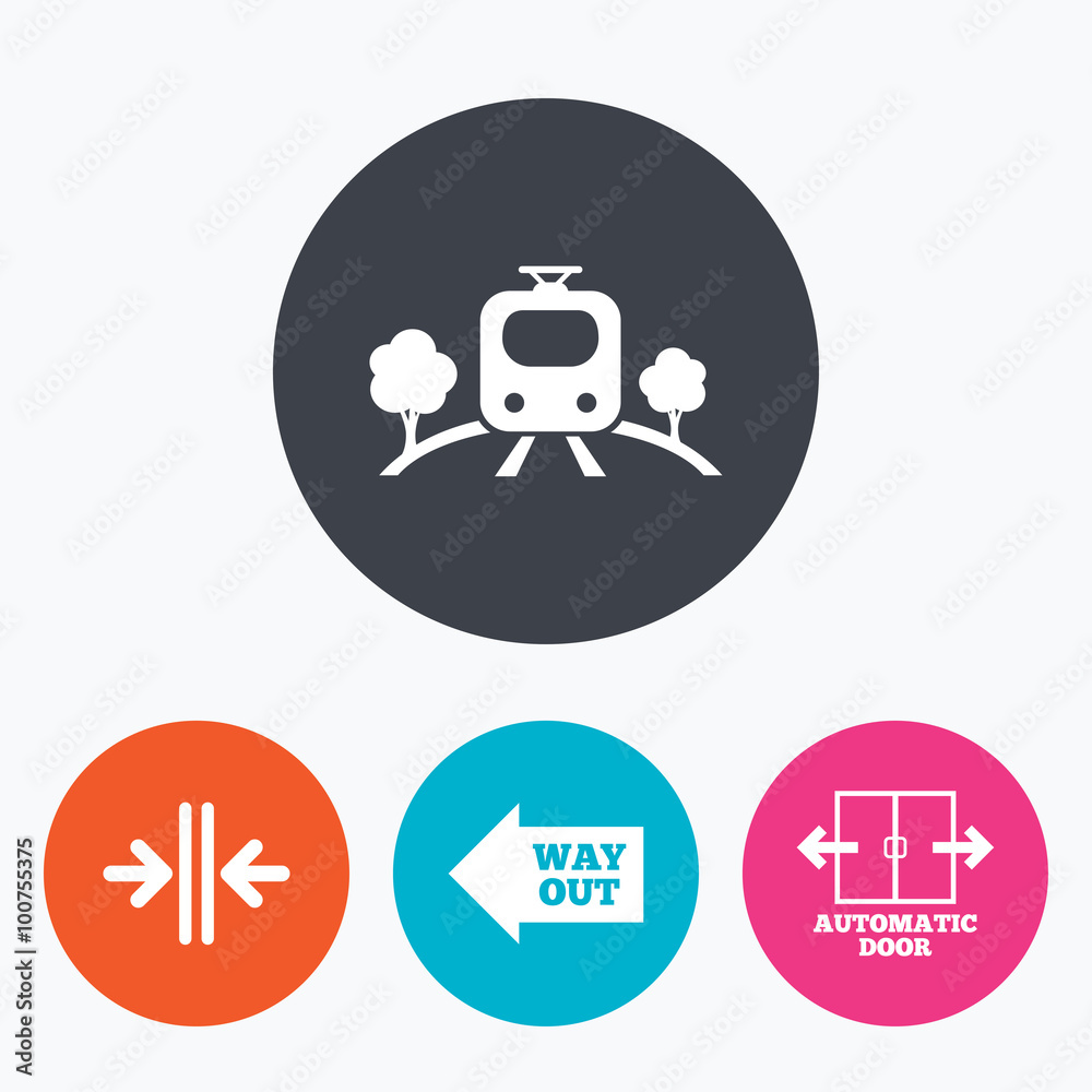 Train railway icon. Automatic door symbol. Train railway icon. Automatic door symbol.