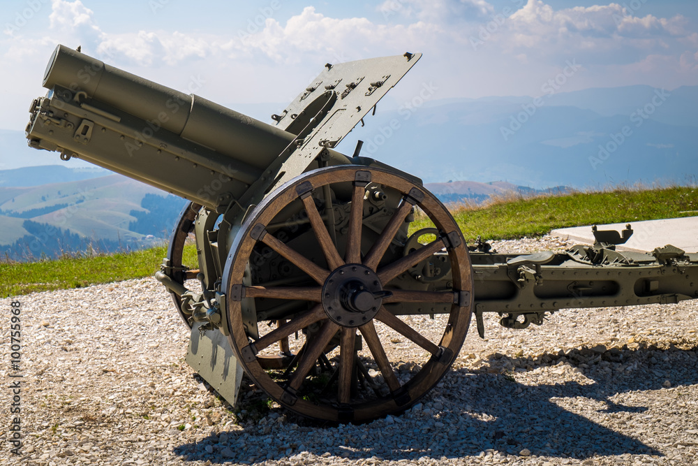 A cannon on Monte Grappa first world war memorial, Italy.