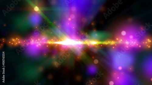 Psychedelic Stars (24fps). Vibrant colorful random lights flickering flashing and streaking. The camera moves through layers of bokeh star particles, creating a trippy and psychedelic background.