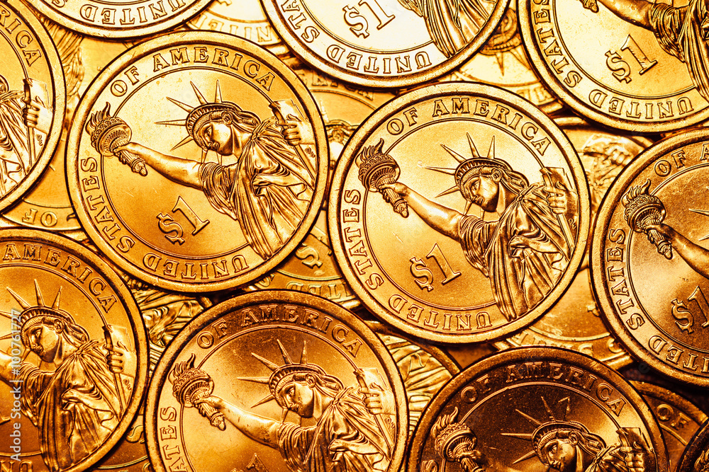Obraz premium golden dollar coins background