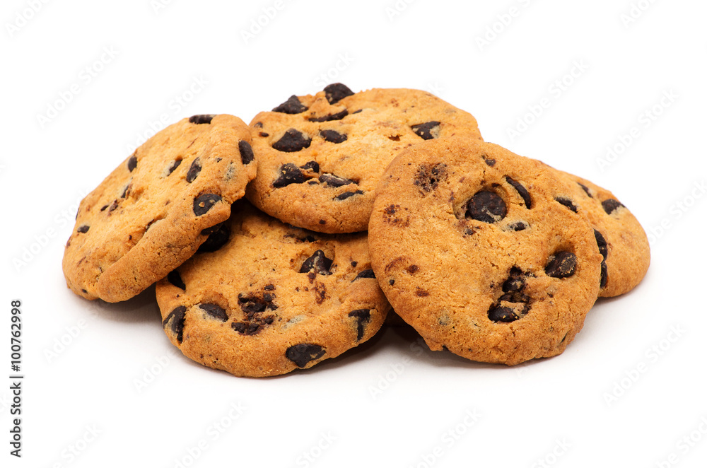 Chocolate chip cookie on white Chocolate chip cookie on white