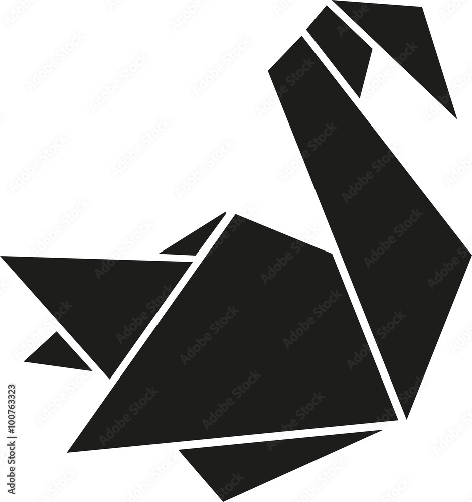 Naklejka premium Folded paper swan origami