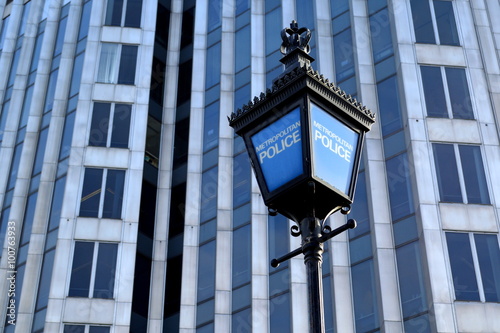 Street lamppost in a front of the police station