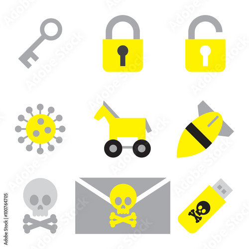 computer security icon set flat style