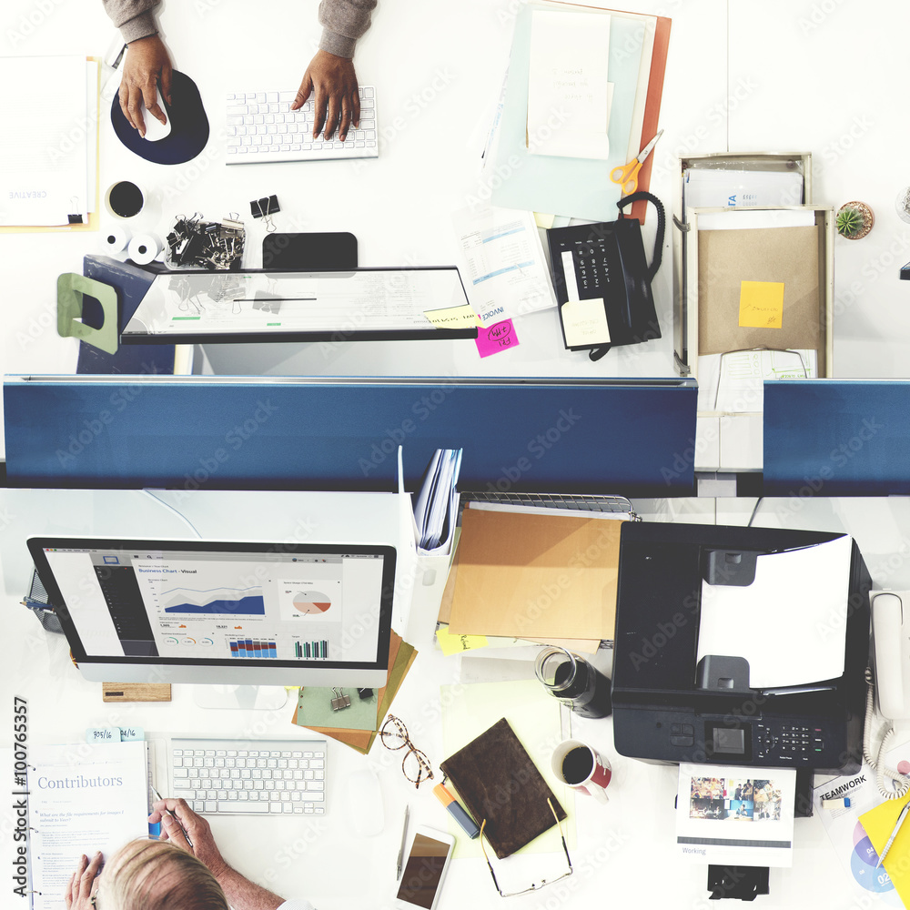 Business Team Working Busy Workplace Concept Business Team Working Busy Workplace Concept