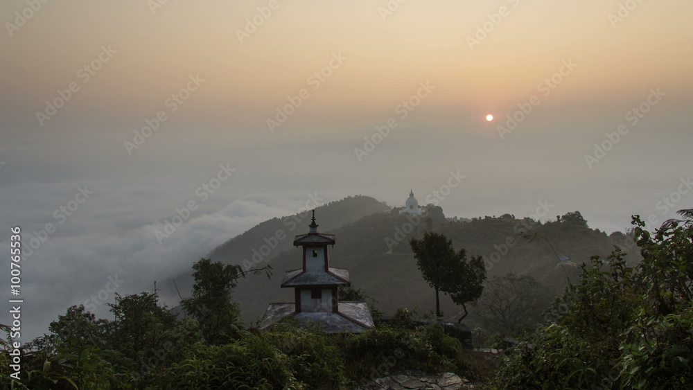 Sunrise at two temples Sunrise at two temples