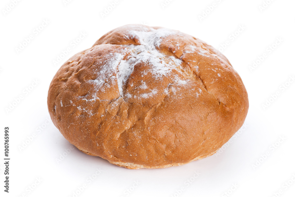 Homemade whole round bread sprinkled with flour Homemade whole round bread sprinkled with flour