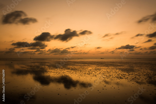 Sunset on the beach with beautiful sky