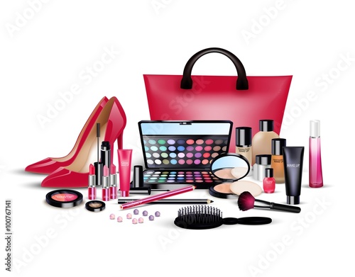 Set of cosmetics on isolated background