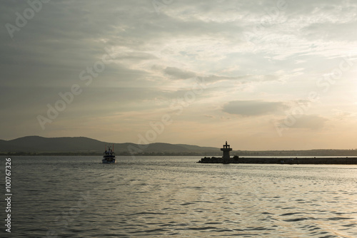 ship leave Sozopol port, Bulgaria © tbaeff