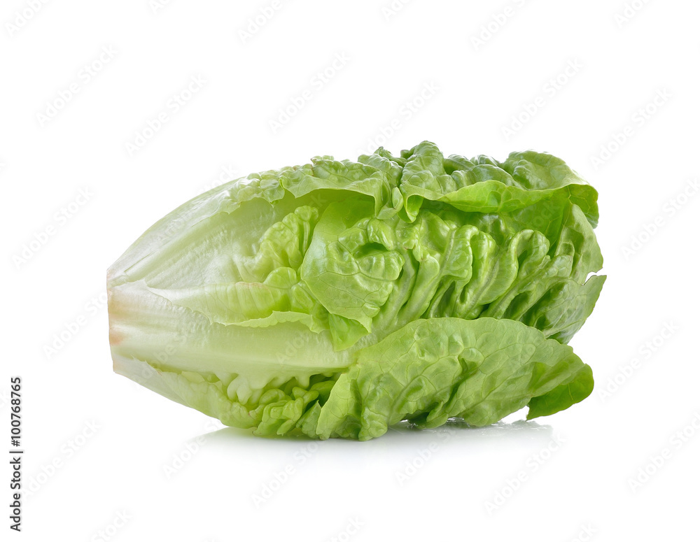 fresh baby cos (lettuce) on white background fresh baby cos (lettuce) on white background