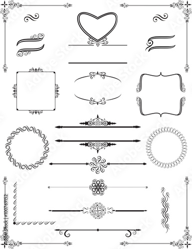 Ornamental victorian frames and rule lines with scrolls.Vector.