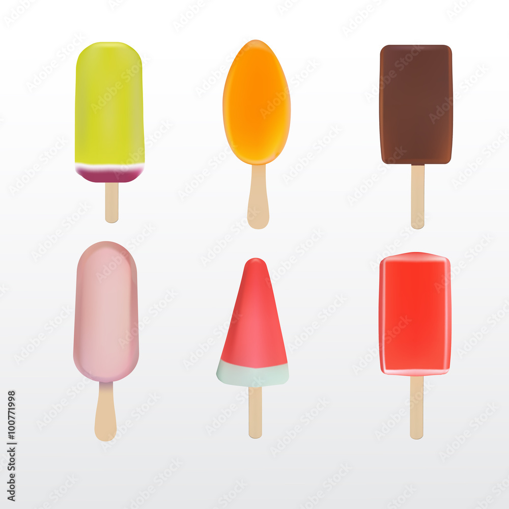 Popsicle Vector Set on white background Popsicle Vector Set on white background