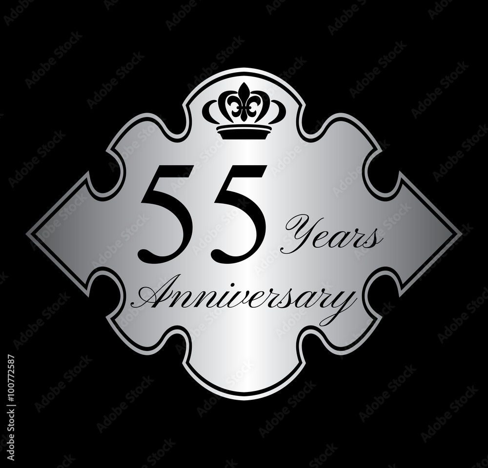 55 anniversary silver emblem with crown 55 anniversary silver emblem with crown