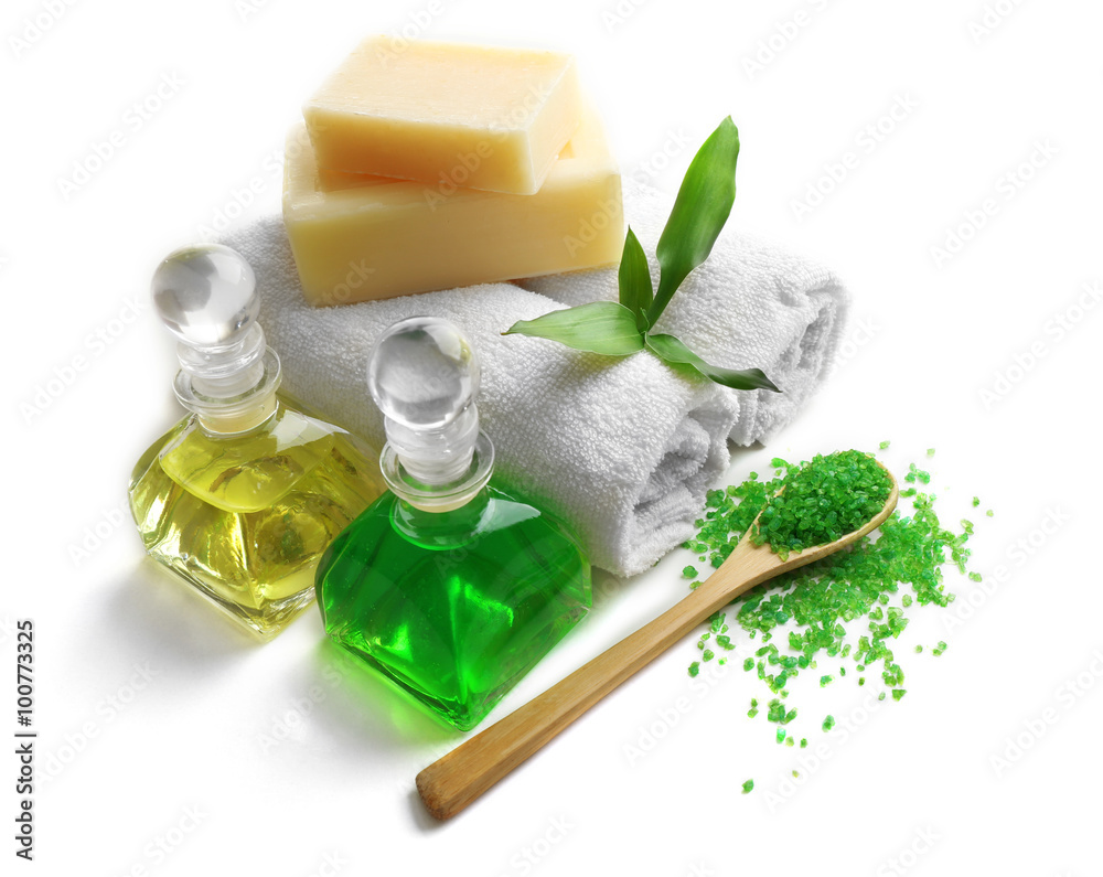Relaxing spa set isolated on white background Relaxing spa set isolated on white background