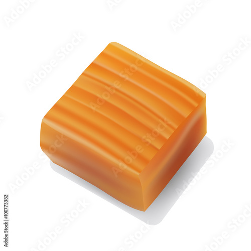 caramel candy close-up on white background