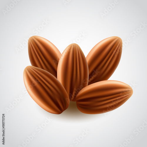 almonds nuts isolated on white background