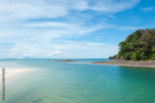 sea beach blue sky sand sun daylight relaxation landscape ,Thailand
