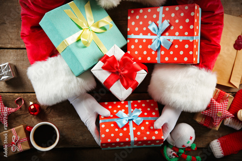Beautiful gift box in Santa...