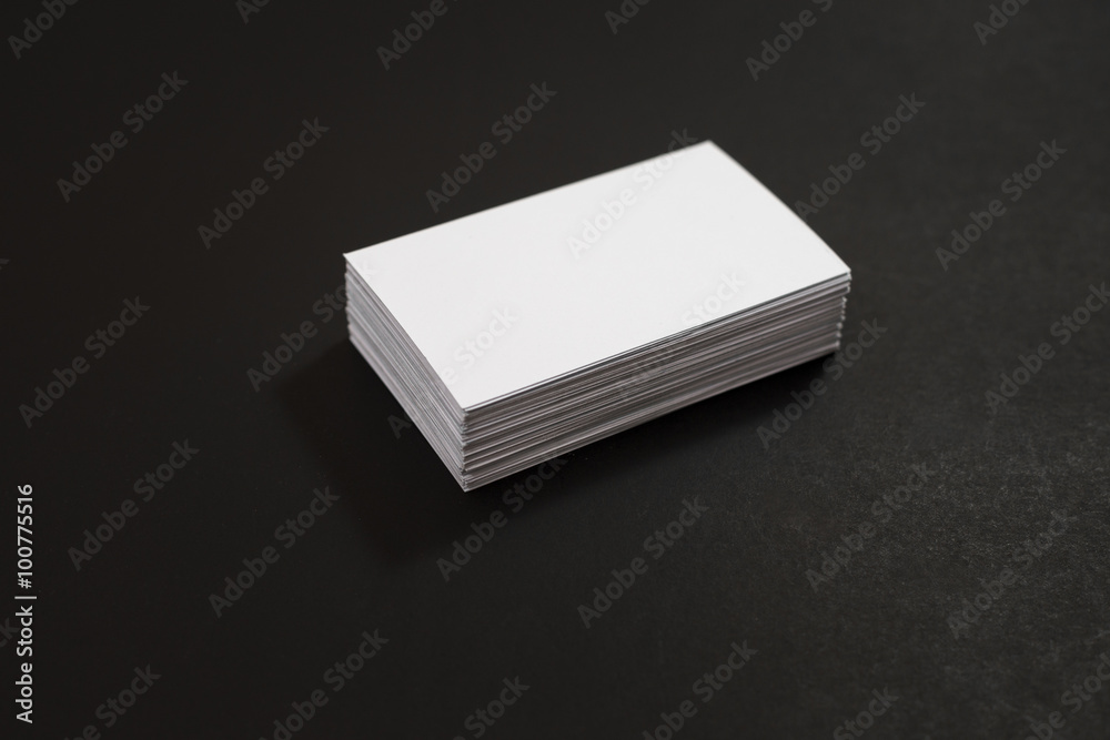 blank business cards stack up on Black background blank business cards stack up on Black background