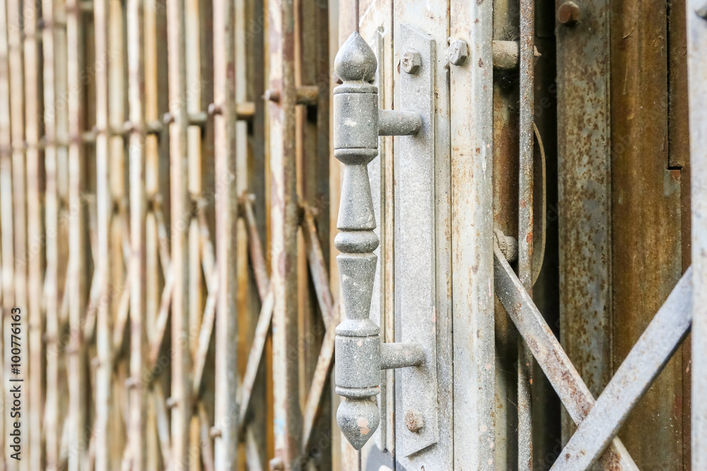 Handle door of old rusty metallic or steel or iron door. Handle door of old rusty metallic or steel or iron door.