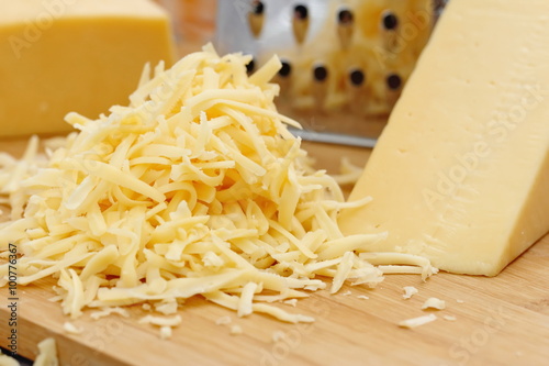 Grated cheese on the table