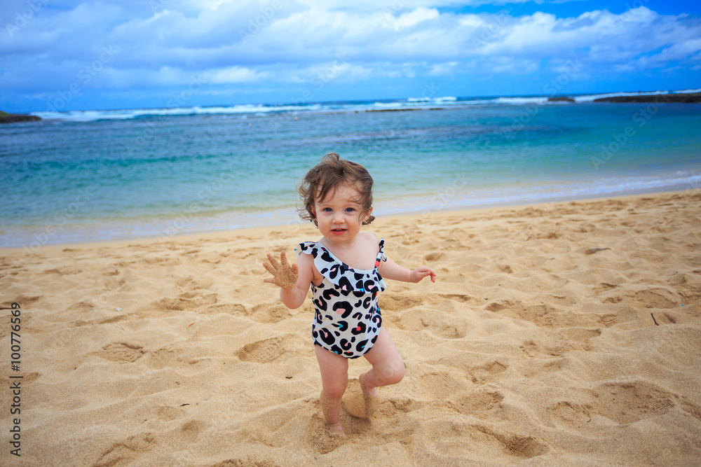 One Year Old Girl Playing In Sand One Year Old Girl Playing In Sand