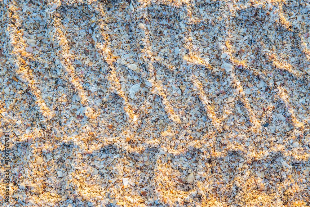 Texture of car wheel track on the sand beach.