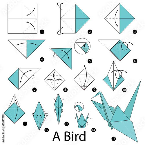 step by step instructions how to make origami A Bird.